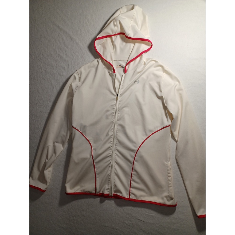 Under Armour AllSeasonGear Women's White Full Zip Hooded Jacket Athletic Large‎